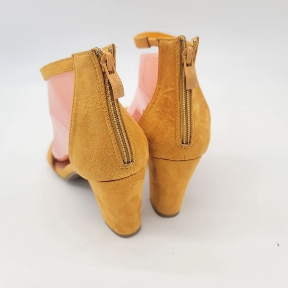 Lov Mark Womens NIXTY Open Toe Suede Occasion Ankle Strap Mustard Yellow Sz 9 - Picture 8 of 11